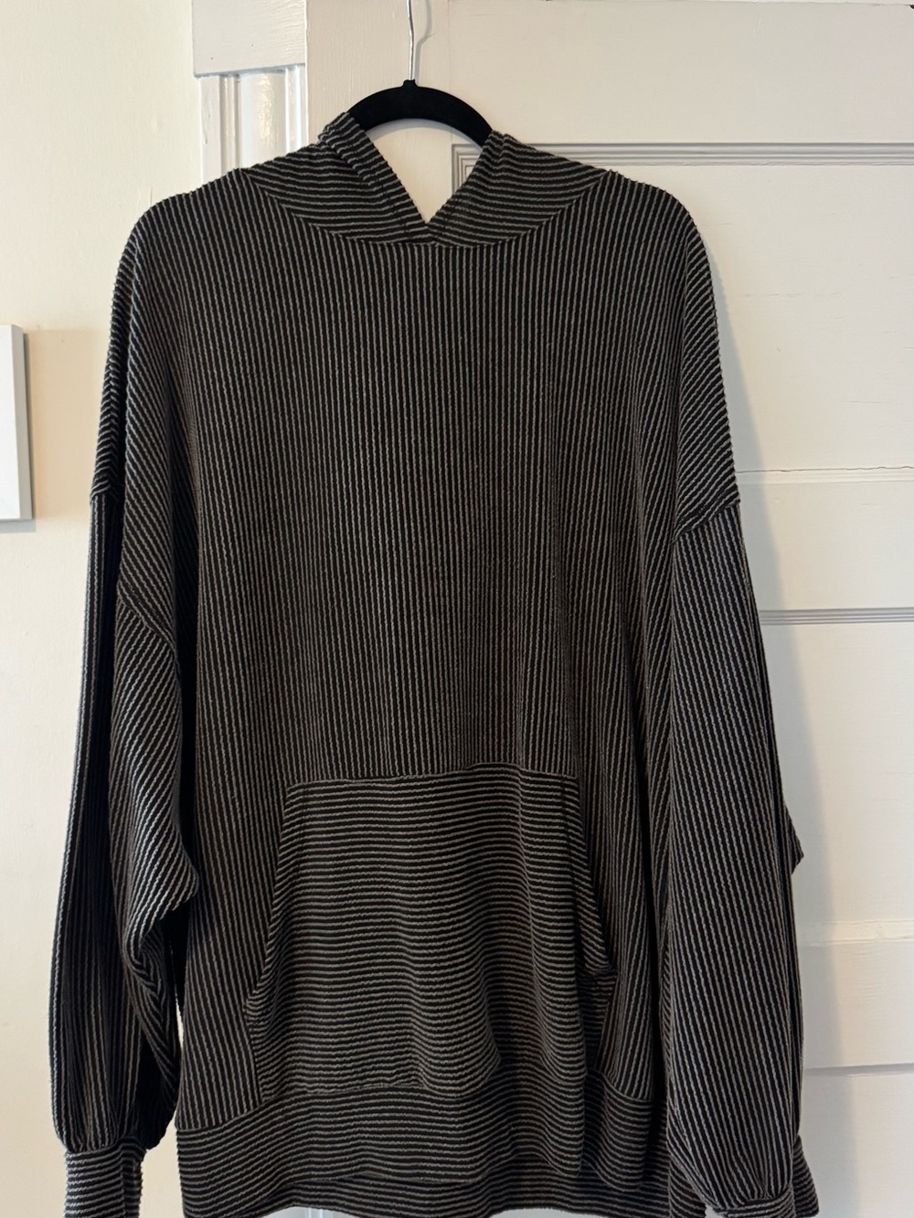 Plus size Women's Black Striped Hoodie